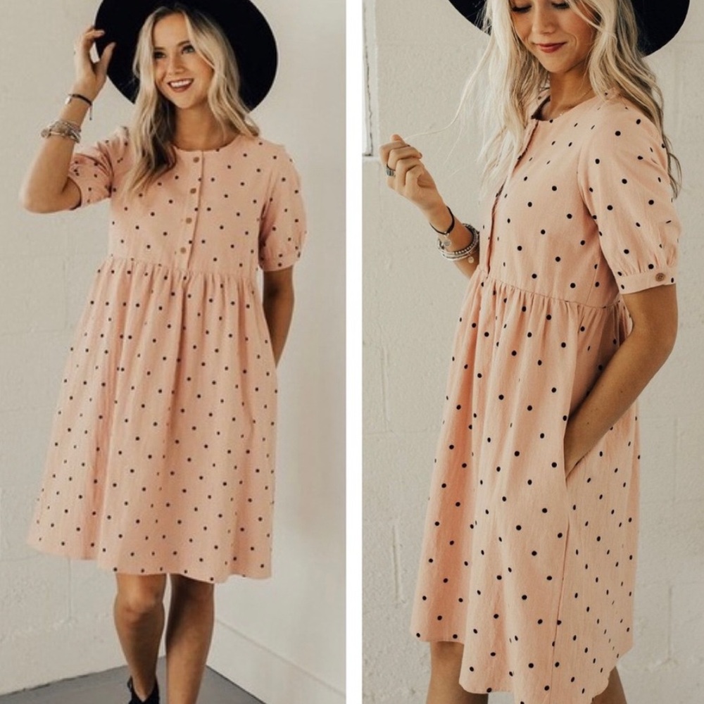 Roolee size XL Pink & Black Polka Dot Dress